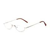 AMILLET mode vintage halvmåne läsglasögon vår gångjärn klassiska läsare för män och kvinnor guld 3,5