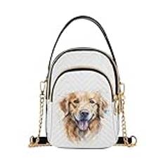 Golden Retriever hund kvinnors crossbody-handväskor med dragkedja, ledig läder mobiltelefonväska crossbody väskor för damer, Flerfärgad, en storlek