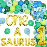 One A Saurus födelsedagsdekorationer för pojke dinosaurie tema 1:a födelsedagen dekorationer ballong girlang kit med dinosaurie folie ballong nummer 1 ballong för dinosaurie festtillbehör