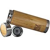 Holzwurm Termosmugg i rostfritt stål av bambu med tesil/resemugg/isoleringskopp, te och kaffe to go (bambu) (360 ml)
