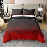 Vintage abstrakt täcke överdragsset kung röd rörig rost sängkläder set modern grunge konst sängkläder påslakanset 100 % bomull rumsdekor rött och svart sängöverkast 3 st