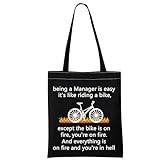 MYSOMY Manager Tote Bag Funny Manager Gifts Being a Manager is Easy it's like Riding a Bike Bag Leader Appreciation Gifts Bag, Manager tygväska