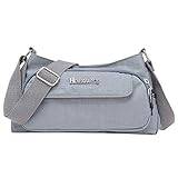 Daglig nylon axel elegant kvinnor shopping handväska väska messengerväskor läder datorväska för män, Grå, En storlek
