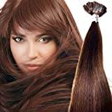 Bonding Extensions äkta hår 55 cm mahogny 0,8 g hårförlängning med bondingar i salongskvalitet