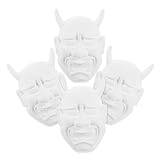 Toyvian Samurai Mask Prajna Mask 4St Målarbar Tom Mask För Självmålning Japansk Mask Ond Demon Monster Mask Vit Helmask