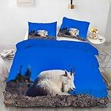 Blue Sheep Super King påslakan djurtryck super king sängkläder set mjukt fluffigt mysigt 110 g mikrofiber påslakan och 2 örngott 48 cm x 73 cm med dragkedja för heminredning