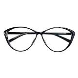 Läsglasögon Kvinnor Kattöga Mode Stora Ram Cat-Eye Läsning Glasögon, Kristallklara Tittar Synhjälp Glasögon (Color : Black, Size : 2.00x)