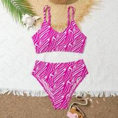 Teen Girl Zebra Print Bikini Set, Summer Beach Swimwear