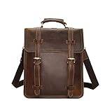 ABNMJKI ryggsäck för män Läder Computer Backpack, läder Business Casual Trend Män och kvinnor Axelremsväska hörn Laptop Bag (Color : Bruin)