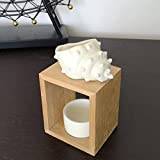 Shell parfymbrännare - doftande vaxbrännare - diffusor eterisk olja och atmosfär doft - aromterapi ljushållare i trä och dekorativ keramik - höjd: 12 cm - Zen'Aroma