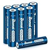 BONAI AAA Batteri, 600mAh Ni-MH Solbatterier för Solcellslampor, Låg Självurladdning AAA Uppladdningsbara Batterier, 8 Paket