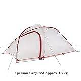 SSWERWEQ Familjetält Waterproof Camping Tent Two-Way Door Open One Room And One Hall Outdoor Tents (Color : 40D 4P grey-red)