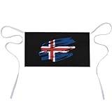 Vintage isländsk flagga midjeförkläde med 3 fickor vattentätt serverförkläde kort halvförkläde haklapp för kök restaurang
