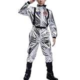 Jiabing Män kvinnor astronaut kostym silver vuxna rymd rymd kostym karneval kostymer jumpsuit astronauter kostym rymden dräkt rymdcyklist overall karneval halloween kostym