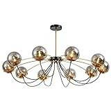 Living Room Chandeliers Nordic Dining Room Lamps Creative Glass Post-Modern Bedroom Lamps Personality Molecular Lighting (Size : 12 Light Straight) LRUII