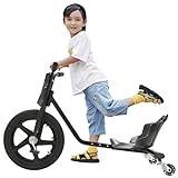 Donened Barntrehjuling, Drift Trike, justerbar balanscykel för barn från 6 barn, drivbil, trehjulig cykel (kolfiber svart)