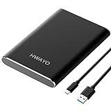 HWAYO 1 TB bärbar extern hårddisk, USB 3.1 Gen 1 typ C ultratunn 2,5 tum HDD-lagring kompatibel för PC, stationär dator, bärbar dator, Mac, Xbox One (svart)