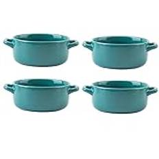 Salladsskål Set med 4 keramiska soppskålar med handtag, keramiska serveringsskålar for soppor, spannmål och grytor, frukostskålar Pasta skålar(Color:B)