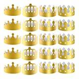SUPYINI Guldpapperskronor, 20 st King Crown partyhattar för Queens Platinum jubileumsdekorationer, 4 stilar justerbara papperskronor för födelsedagsfirande