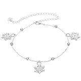Mode Snowflake Bead Charms hängande fotlänkar för kvinnor Lyx roséguld Fotkedja Ben Ankelarmband Smycken Tillbehör