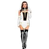 Karneval halloween kostymer för kvinnor nunna kostym vuxen kyrka religiöst kloster fin festklänning-vit-XXL