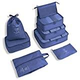8 set packningskuber för resväskor resväskor bagage organiserare för resetillbehör skoväska Tioletry väska tvättpåse, Mörkblått