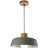 White Wood Adjustable Height Pendant Light Kitchen Island Pendant Lighting Creative Modern Ceiling Lamp Chandelier Fixture for Dining Room, Living Room,and Length Adjustable Cord (Color : Green YAGFYg