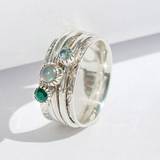 Pure Soul Green Onyx, Opal And Blue Topaz Spinning Ring