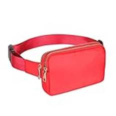 SSWERWEQ Slingväska Double Zipper Waist Bag Rain Proof, Mobile Phone Shoulder Bag (Color : Red)