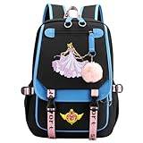 Anime Sailor skolväska Luna Cat Tsukino Usagi tryckt ryggsäck bärbar ryggsäck med USB-laddningsport blå