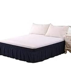 Sängkjol 1 st elastisk säng volanger sängkappa mjuk bekväm lindas runt blekningsbeständigt sängskydd utan yta kupvre tänd sängskydd (färg: mörkblå, storlek: full 137 x 193 cm x 38 cm)