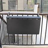 Balkongräckebord, stort hopfällbart balkongstångbord för räcke, barbord utomhus, höjdjusterbart skrivbord, uteplatsstång justerbart hängmonterat bord för balusterträdäck ( Color : Black , Size : 100*4