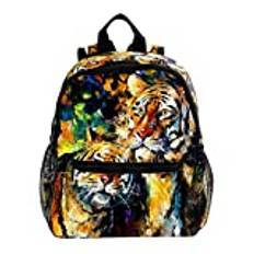 Mini ryggsäck pack väska färgglad oljemålning lejon sött mode, flerfärgad, 25.4x10x30 CM/10x4x12 in, Ryggsäckar