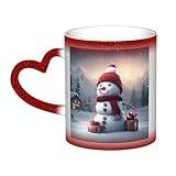 God Jul Söt Snögubbe 1 Stjärnhimmel Värmekänslig Keramisk Mugg Omvandlande Kaffekopp Spännande Färgförändring Funktion