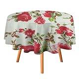 Vintage ros rund bordsduk vattentät bordsduk polyester bordsskydd för matsal utomhus fest picknick 127 x 127 cm