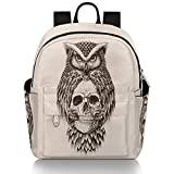 Vintage djur uggla håller skalle miniryggsäck för kvinnor flickor tonåringar, liten mode ryggsäck handväska resa vardaglig lätt dagväska, Vintage Animal Owl Holding Skull, 8.26(L) X 4.72(W) X 9.84(H) inch