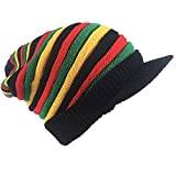 Ull stickad rasta hatt Reggae jamaicansk keps färgglad mössa mössa virkad stickad säckig keps, Rainbow, L