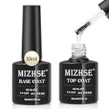 MIZHSE Base Coat Top Coat UV nagellack Set, 2 x 10 ml underlack – överlack gel nagellack för naglar UV lack gel naglar nageldesign
