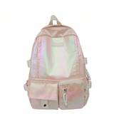 SHEIN 1pc Unisex Laser-Mult-Pocket Zipper Closed Backpack, Suitable For Everyday Use In Summer