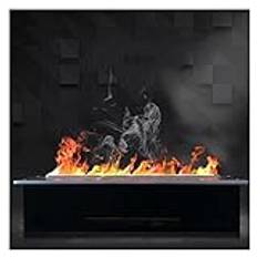 Elektrisk öppen spis Deluxe elektrisk spisinsats Simulering 3D Flame Fake Fireplace Heminredning utan värme, flera storlekar, svart Modern vardagsrumsdekoration(Size:L120cm)