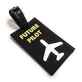 Future Pilot 2D mjuk PVC bagagelapp av aviamart®, Svart/gul, Bagagelapp