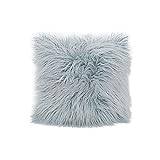 SDXEWWW Kuddar Plush Pillowcase Wool Faux Fur Cushions Sofa Bed Furry Long Hair Cushion Princess Pillow Home Wedding Decoration (Color : Blu, Size : 45x45cm)