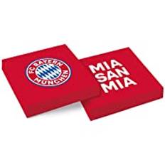 Amscan 9906509 - FC Bayern München servetter, 20 stycken, storlek 33 x 33 cm, papper, fanklubb, fotboll, fest