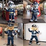 REDBROKOLY Marinblå brandman maskot kostym karaktär klädd med jeans och pannband