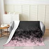 Vintage abstrakt sängfilt för alla årstider 102 cm x 127 cm rosa rörig rost flanell fleece filt modern grunge konst luddig filt rum dekor rosa och svart plysch filt