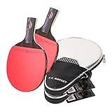 Ping Pong Paddle Set, Ping Pong Bat för sportträning, ITTF Godkänd Gummi, Carbon Performance Level Bordtennisracket/2 Pack/Kort handtag