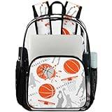 GeMeFv Sport basketspelare klar ryggsäck, kraftig transparent ryggsäck med datorfack för kvinnor män arbete resor (basketboll)