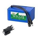 WILLQ 24V litiumbatteripaket 25,2 volt uppladdningsbart litiumjonbatteri 24V 3000mAh 10000mAh reservbatteri (laddare och LED-ljus tillval),With charger,10Ah