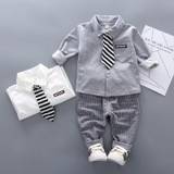 Pojkar Höstkläder Kostym Baby Gentleman Pojke Tie Shirt + Byxor Småbarn Baby Pojkar Outfits Klädset