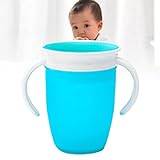 Silikon Babyglas, Självstängande Miljövänlig Träningsflaska för Spädbarn 360° Skydd för Sovrumsbil (Blå)